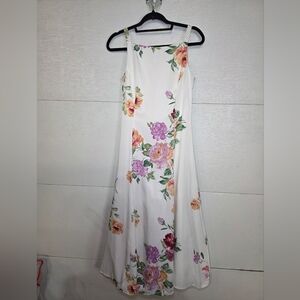 Elegant Floral Maxi Dress in White with Multicolor Accents